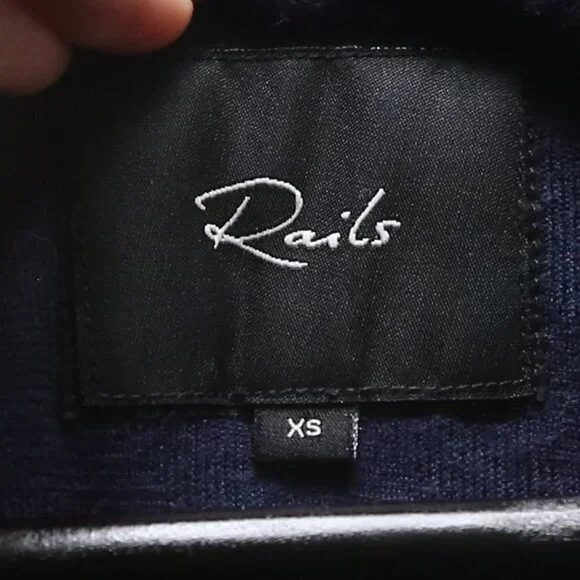 Rails Bianca Long-Sleeve Plaid Flannel Dark Blue Shirt Mini Button Down - Picture 4 of 9